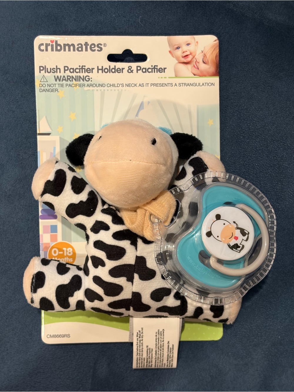 Cribmates Plush Cow Pacifier Holder W/Pacifier